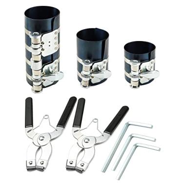 Imagem de QWORK Compressor de anel de pistão de 7,6 cm, 10,16 cm, kit de remoção do instalador do motor de carro, alicate de instalação de pistão