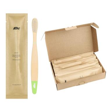 Imagem de Sea Turtle Cerdas à base de plantas, escovas de dentes macias de bambu, seladas individualmente para crianças (pacote com 10)