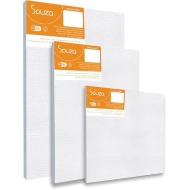 Imagem de Tela Para Pintura, Souza, 40x40 cm, Tecido, Com Moldura de Madeira, Pacote com 4