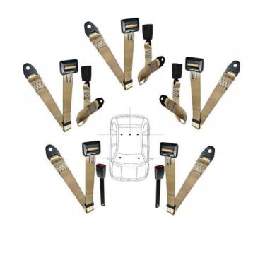 Imagem de Kit cinto de segurança COMPLETO para FIAT 147 + fechos - HCML, Bege