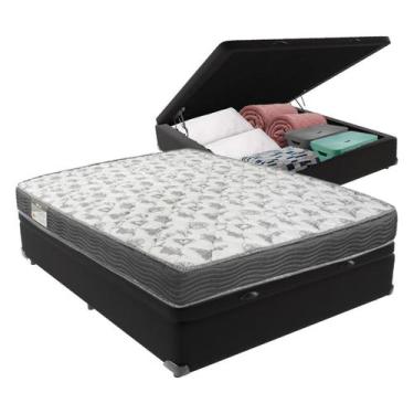 Imagem de Cama Box Baú Viúvo Preto e Colchão ISO 100 D33 Ortobom