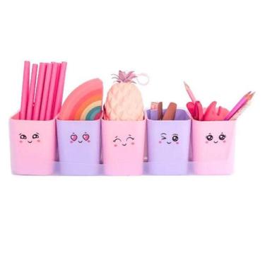 Imagem de Kit com 5 Porta Objetos Doçura Rosa e Roxo - Dello - Tendtudo