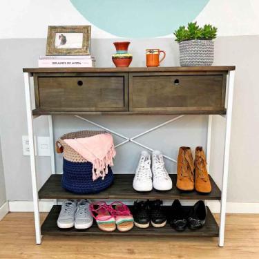 Imagem de Aparador de Ferro e Madeira Style Industrial Uno com Gaveta Tabaco e B