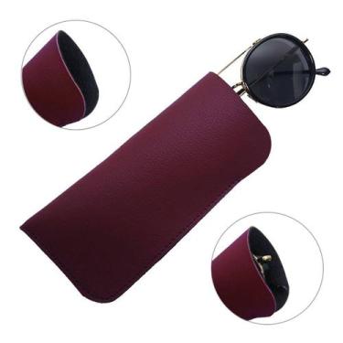 Imagem de Kit 5 Porta Oculos De Sol Capinha Estojo Em material ecológico Fino Pr
