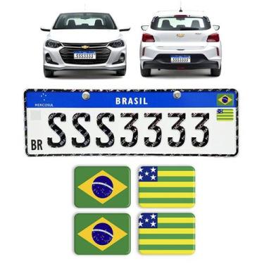 Imagem de Adesivos Bandeiras Brasil e Goiás Placa Nova Carro Resinado - SPORTINO