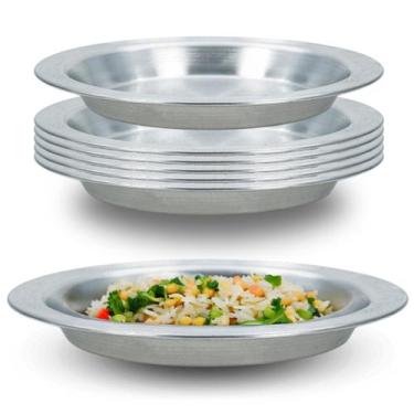 Imagem de Kit de 6 Pratos Infantis para Merenda Escolar Alumínio Resistente - Me