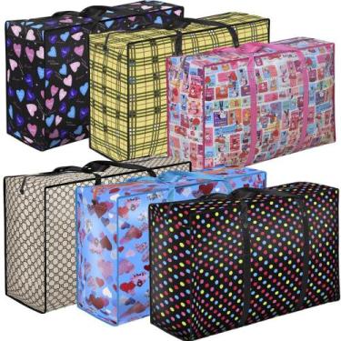 Imagem de Kit 3 Sacola Bolsa Feira Média Sacoleira Mudança 60x20x45Cm - Str Stor
