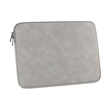 Imagem de Megoo Capa para laptop de 39.6 cm para Surface Laptop 7/6/5/4/3 39.6 cm, 38.1 cm-40.6 cm Samsung Galaxy/HP/Acer/Dell/Lenovo/Asus Capa de couro PU à prova de choque resistente à água (cinza claro)