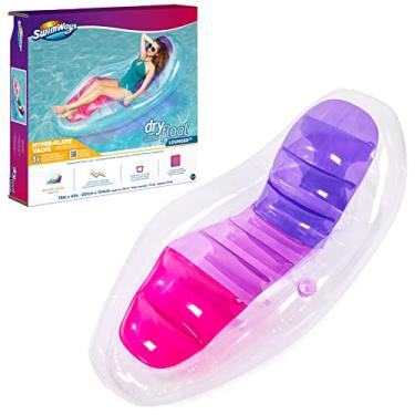 Imagem de Swimways Espreguiçadeira de piscina com posicionamento de gravidade zero translúcido Dry Float com porta-copos, orquídea