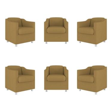 Imagem de Kit 06 Poltronas Sala De Espera Clinica - Dentista Suede Cor:capuccino