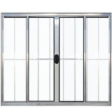 Imagem de Janela 4 folhas 1,00x1,00 com grade no alumínio brilhante - Prisma, CP