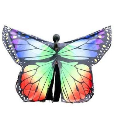 Imagem de Véu Wings Asas De Borboletas Dança Do Ventre Com Varetas Aberto - VEU-