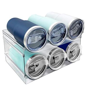 Imagem de Organizador de Garrafas Spaclear, Prateleira Empilhável para 6 Garrafas, Plástico Transparente, para Cozinha e Geladeira