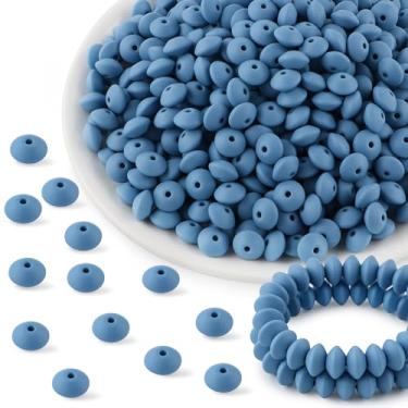 Imagem de Kovict 300 peças de contas de lentilha de silicone de 12 mm, contas espaçadoras de silicone para colar, pulseira, porta-chaves, canetas artesanais (azul pó)