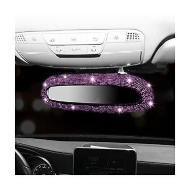 Imagem de Capa de espelho retrovisor brilhante, protetor de espelho retrovisor automático de pelúcia elástica, com cristal de strass brilhante decorativo para mulheres meninas, acessórios de interior do carro universais para carro, SUV, VAN (rosa)