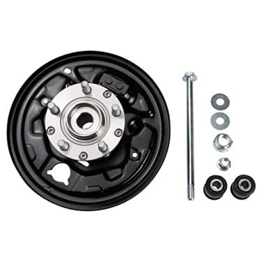 Imagem de TRQ Conjunto completo de rolamento e junta de direção do cubo traseiro do lado do passageiro para Subaru Forester 01-08 com freios a tambor traseiros