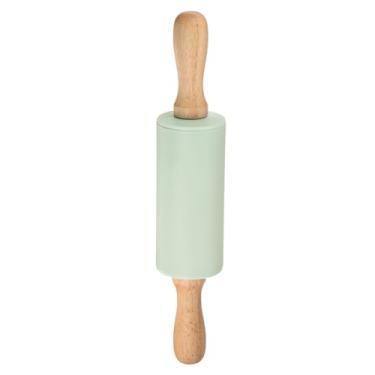 Imagem de HARFINGTON Rolos de silicone para assar cabo de madeira de 23 cm antiaderente, rolo pequeno para massa, pizza, pastelaria, fondant, cozinha, verde claro