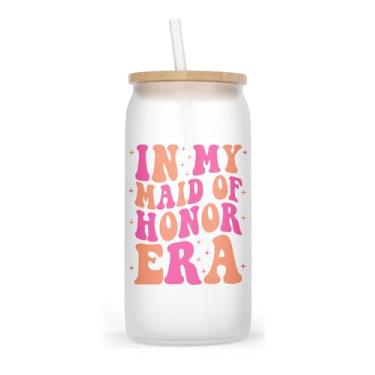 Imagem de NMPCreativeStore Copo de vidro fosco In My Maid Of Honor Era - Copo de vidro Maid Of Honor - Presente de festa de noiva - Presente de dama de honra - Presentes de festa de casamento - Presentes de