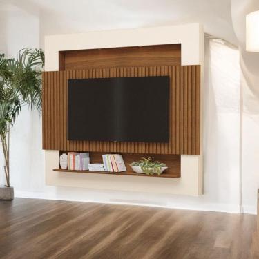 Imagem de Painel Tv Quarto Ripado Com Led Riviera Tv Até 75 Polegadas