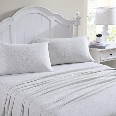 Imagem de Laura Ashley Home - Lençóis Queen, Conjunto de cama de flanela de algodão, escovado para maciez extra e conforto (Chelsie Vine Grey, Queen)