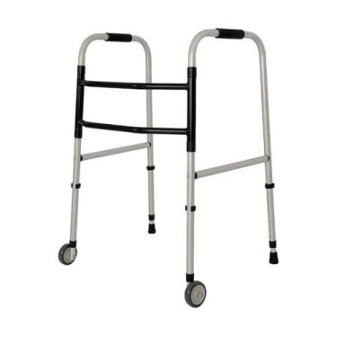 Imagem de Andador Fixo E Dobrável Alumínio 2 Barras Rodas Adulto  - INDAIÁ