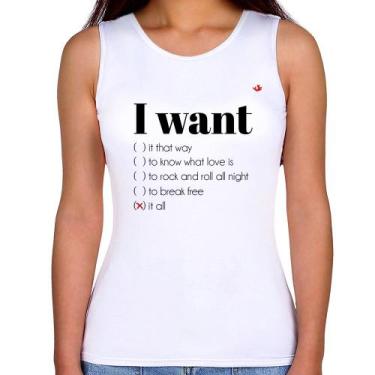 Imagem de Regata Feminina I want... - Foca na Moda, Branco, GGG