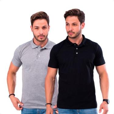 Imagem de Kit 2 Camisas Gola Polo Masculina Camisetas Qualidade Piquet Básica - 