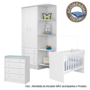 Imagem de Quarto de Bebê Completo Berço Colchão Physical Guarda Roupa Cômoda Doc