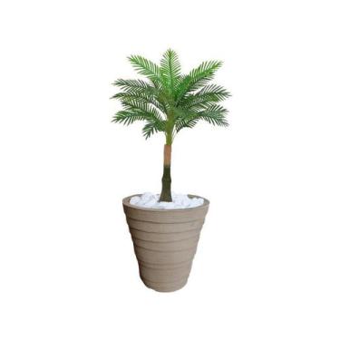 Imagem de Planta Artificial Árvore Palmeira Real Toque 1,2m kit + Vaso Redondo D
