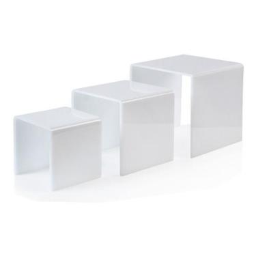 Imagem de Prateleira Para Vitrine Cubo Nicho Acrilico Colorido 3 Pecas - Idealle