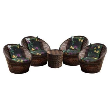 Imagem de Conjunto de Poltronas Fibra Sintética Bola - 4 Poltronas + 1 Mesa Cent