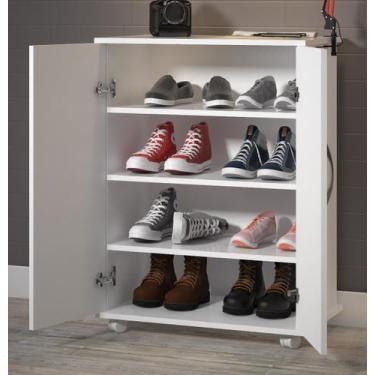 Imagem de Balcão Armário Branco 2 Portas c/ Prateleiras Sapatos Quarto - ClickFo