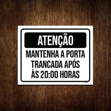 Imagem de Kit 5 Placas Atenção Mantenha Porta Fechada 20 Horas