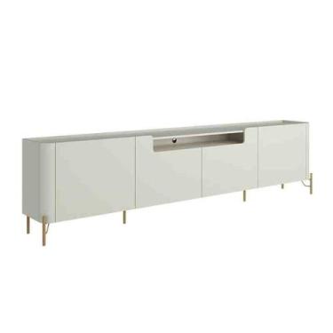 Imagem de Rack New Bend 220 cm Porta Lisa Luna/Dourado Incolar