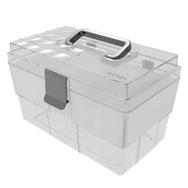 Imagem de Maleta Organizadora Multiuso Maquiagem Medicamentos Itens Odontológicos Crippa Fumê e Preto