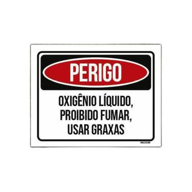 Imagem de Placa Perigo Oxigênio Líquido Proibido Fumar  18X23