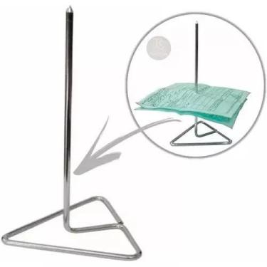 Imagem de Espeto De Papel Aço Cromado Base De Metal 15 Cm Organizador 333 - Dule