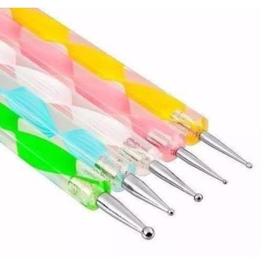 Imagem de Kit 5 Boleadores Pincéis Ponta Dupla Decoração De Unha - Lux Hair