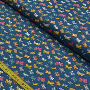 Imagem de Tecido Estampado para Patchwork - Fofurices: Mini Borboletas Azul (0,5