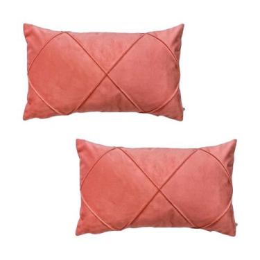 Imagem de Kit 2 Capas para Almofada Drapeada em Veludo Retangular 50x30 com Ench