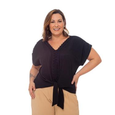 Imagem de Blusa Feminina Plus Size Elegante Com Amarração e Renda - Gatta Fashio