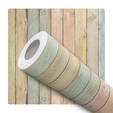 Imagem de Papel de Parede Adesivo Ripa de Madeira Colorida Vertical Painel Moder
