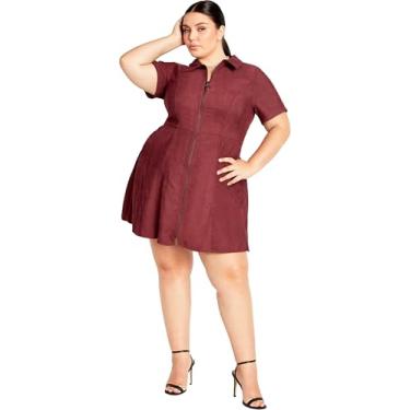 Imagem de City Chic Vestido feminino City Chic Plus Size Laylah, vermelho beterraba, Vermelho beterraba, 46