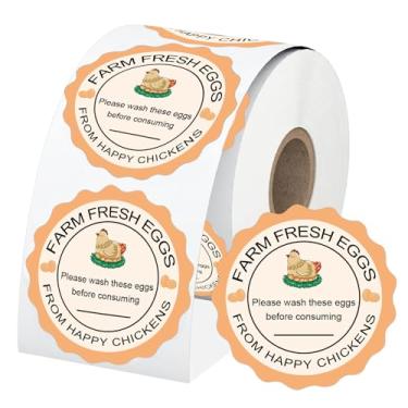Imagem de Etiquetas de caixa de ovos frescos da fazenda 500 peças de caixas de ovos não lavados adesivos de embalagem de data de ovo 5 cm adesivos de caixa de ovo fresco para cozinha, fazendeiro, organização,