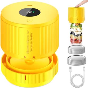 Imagem de LOVE MOMENT Kit de selador a vácuo elétrico Mason Jar para boca larga e boca regular - amarelo
