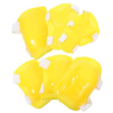 Imagem de TOYANDONA Conjunto protetor para esportes ao ar livre, ciclismo, skate, equipamento de proteção, cotoveleiras, protetores de pulso, joelheiras para crianças (amarelo)