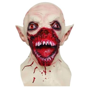 Imagem de Kurmingary Scary Vampire Mask, Creepy Zombie Monster Bloody Teeth Devil Head Mask Bared for Halloween Party Props - Light Grey