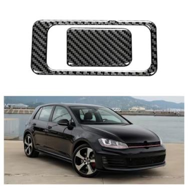 Imagem de IKUESM compatível com Volkswagen Vw Golf 7 Gti Mk7 2013-2019 Fibra de carbono Auto Copilot Storage Box Switch Quadro de adesivo decorativo Acessórios para carro(L)