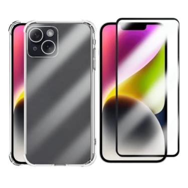 Imagem de Capa Capinha Case Anti Impacto Transparente Premium Silicone + Película de Vidro 3D Compatível iPhone 14