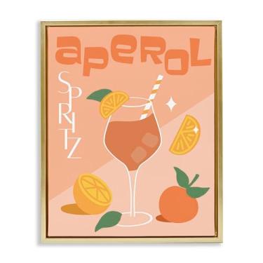 Imagem de Stupell Industries Aperol Spritz Typography Framed Floater Canvas Wall Art Design por Anna Quach, Moldura flutuante dourada, 43 x 53 cm